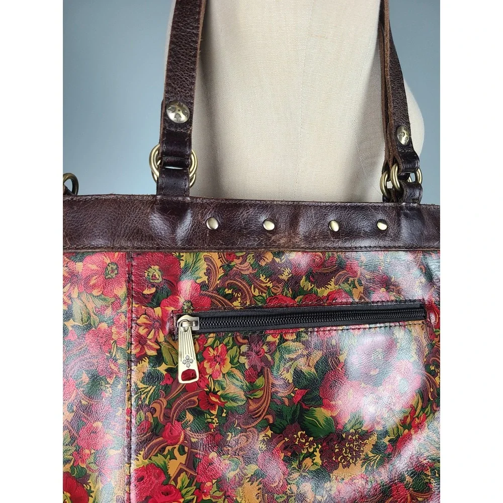 Patricia Nash Golden Rustic Forest Poppy Tote Purse Italian Leather Euro Summer